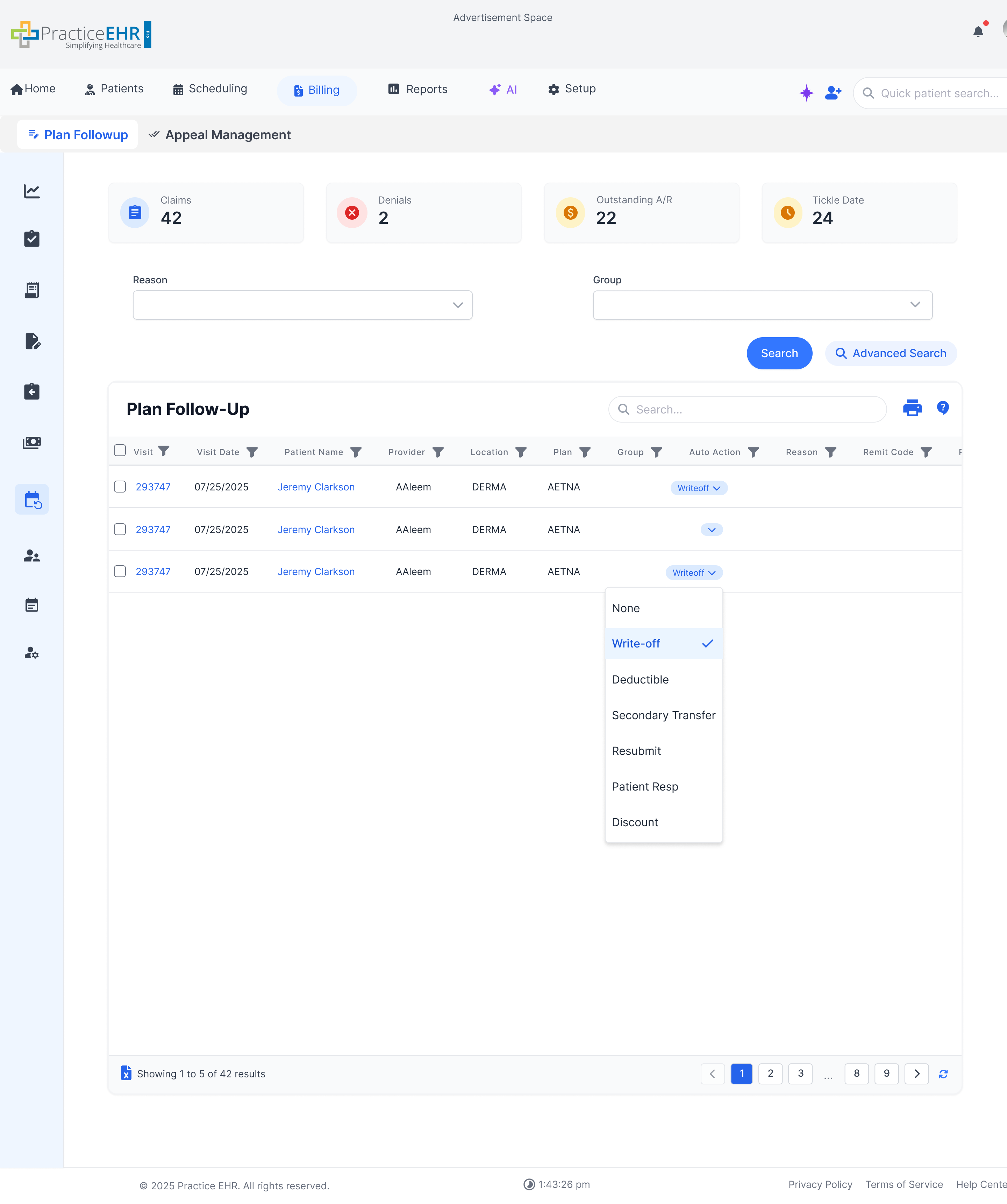 Plan Follow-Up Screen